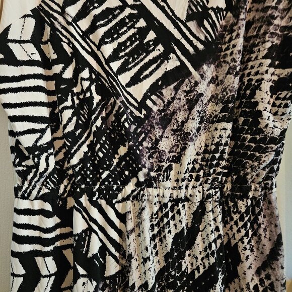 Morgan Mcfeeters Vintage Snakeskin Midi black Fall Aysymetric Slimming dress  14 - Picture 4 of 10